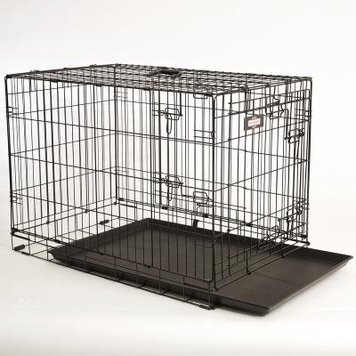 China Wholesale Breathable Black Double Door Foldable Pet Cage Dog Crate Durable Collapsible Collapsible Dog Crate For Outdoor for sale