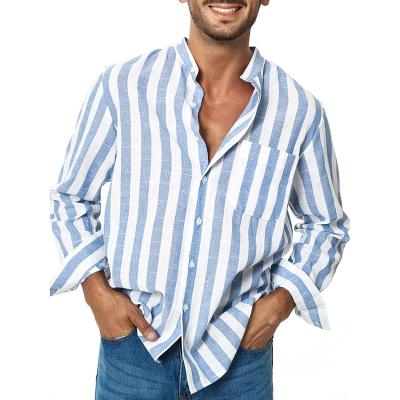 China European and American Foreign Trade Border Men's T-shirts Custom Waterproof Striped Casual Shirts New for sale