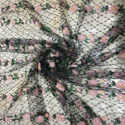 China Other Cheap Indian Lace Fabric 2020 Flower Embroidery On Lace Fabric For Little Girl Dress for sale