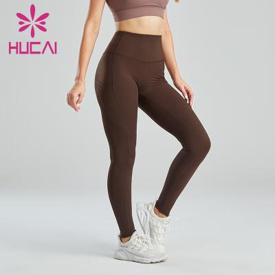 China New OEM Autumn Fitness Clothing Women Nylon Spandex Antibacterial Yoga Leggings With Pockets for sale