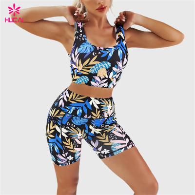 China Antibacterial Custom Fashionable Bra And Sports Shorts Set Active Wear Yoga Suit Sports Wear Yoga Set For Women for sale