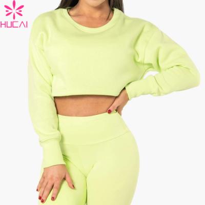 China QUICK DRY Wholesale Women's Fitness Crop Tops Long Sleeve Crop Tops Simple Empty Long Sleeve Round Neck Crop Tops for sale