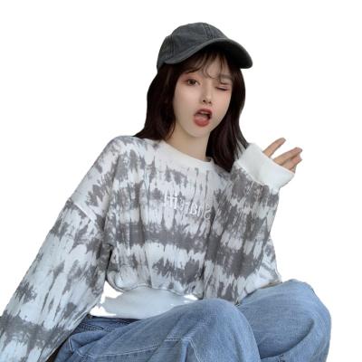 China European and American hip hop short tie anti-pilling dyed women's sweater for sale