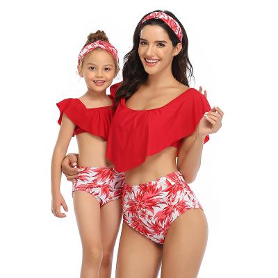 China European and American fashion breathable printed one shoulder parent-child swimsuit for sale