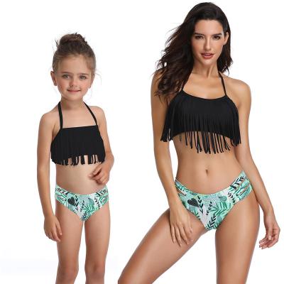 China Neck Strap Tassel Edge Breathable European And American Parent-child Swimsuit for sale