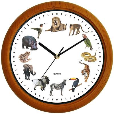 China Personalized Customization Gift Amazon Zoo Farm Animal 10inch 12inch Cat Dog Sound Wall Clock for sale