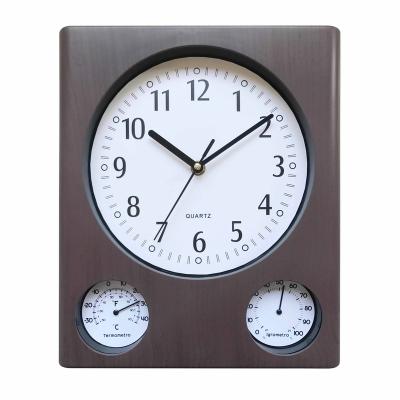 China Antique Style Square Decorate Music Hygrometer And Thermometer Wooden Wall Clock Face for sale