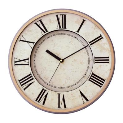 China Antique Style 12Inch Round Slient Nordic Wall Clock for sale