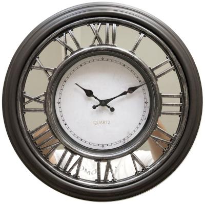 China Antique Vintage Plastic Mirror Style 16Inch Large Decorative Wall Clock for sale