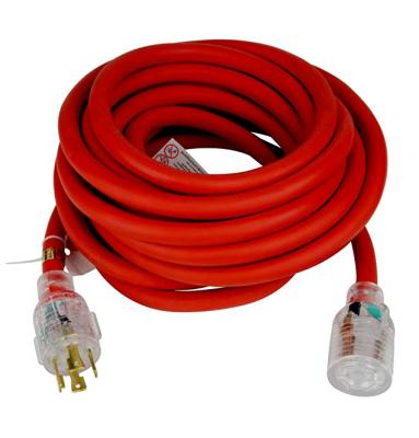 China Industrial Equipment 30 Gauge 7500W SJEOW Extreme L14-30 Foot Time Generator Extension Cord Lit NEMA 10 Plug for sale