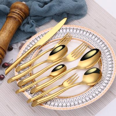 China Durable Wave 18-0 Handle Forged Stainless Steel Flatware Set Bias-Cut Bases Handle Cutlery Set for sale