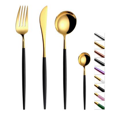 China 18/8 Stainless Steel LFGB High Mirror Available Flatware Gold Cutlery Set In Stock for sale