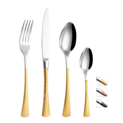 China Sustainable Luxury 4pcs Morden PVD Coating Handle Gold Black Cutlery Set for sale