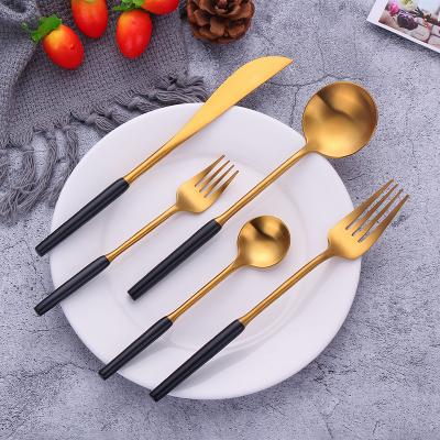 China Viable Modern Matte Black Cutlery Stainless Steel Cutlery Fork Knife Steel Spoon Set Wedding Cutlery Set for sale