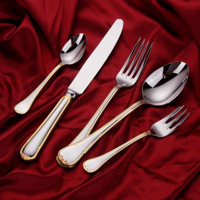 China Sustainable Gold Cutlery Stainless Steel Royal Hotel Set High End Luxury Flatware for sale