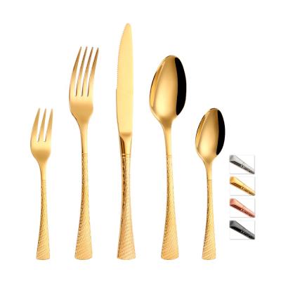 China Sustainable Flatware Stainless Steel Gold Flatware Set Wedding Party Hotel Cutlery Set for sale