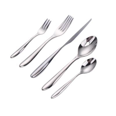 China High Viable Stainless Steel Flatware Flatware Set Dinnerware Solid Handle Knife Handle High Mirror Dinnerware Set 5 PIECES For Wedding Hotel for sale