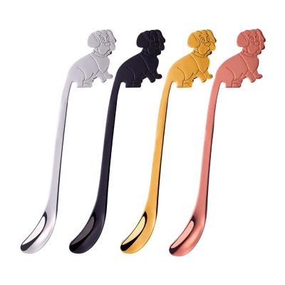 China New Viable Titanium Plating Coffee Sugar Ice Cream Cake Stirring Spoon Dog Form Coffee Tea Spoons / Ice Cream Spoon for sale