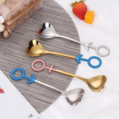 China Viable Antique Couples Love Shape Cute Wedding Gift 18 - 10 Stainless Steel Tea Spoon Set for sale