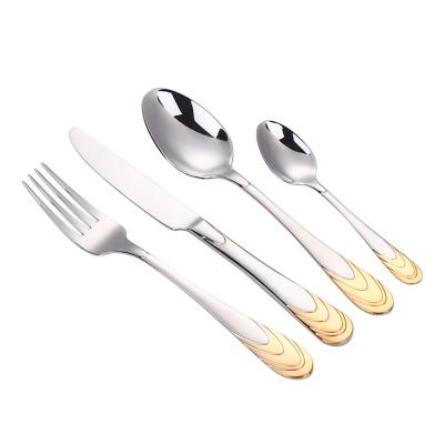 China Sustainable Luxury Cutlery Set Partial Gold Plated Cutlery Set OEM Stainless Steel Flatware Cutlery Set for sale