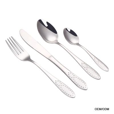 China Durable OEM Cutlery Set 16/20/24 Piece Diamonds Handle Classic Stainless Steel Flatware Cutlery Set for sale