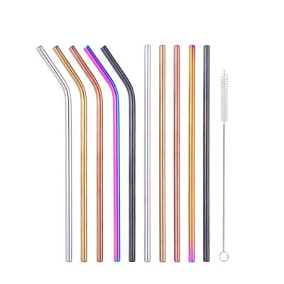 China Sustainable Custom Made Stainless Steel Reusable Stainless Steel Metal Drinking Straw Set With Brush for sale