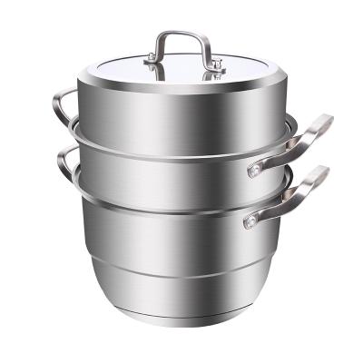 China Sustainable Europe Style Premium 3 Layer Cookware Stainless Steel Heavy Duty Steam Cooking Pot Set for sale