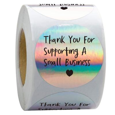 China Waterproof Custom 1.5 Pcs 2 Inch 500 Rolls Hologram Labels Thank You Stickers For Small Business for sale