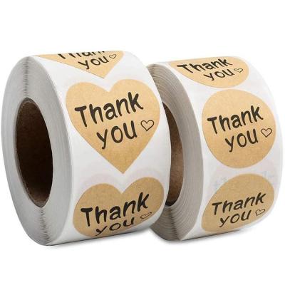 China Waterproof Custom Gift Box Kraft Paper Roll Label Heart Thank You Sticker For Your Order Sticker for sale