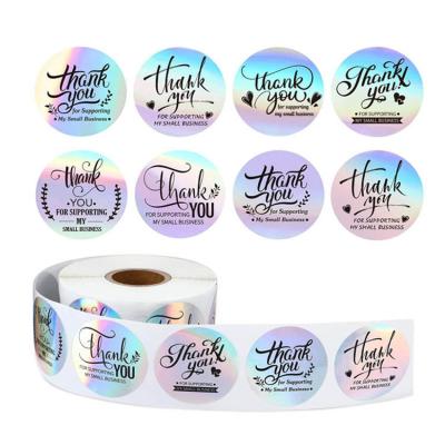 China Waterproof Hot Sale Custom Die Cut Holographic Vinyl Sticker Labels Thank You For Your Order Stickers for sale