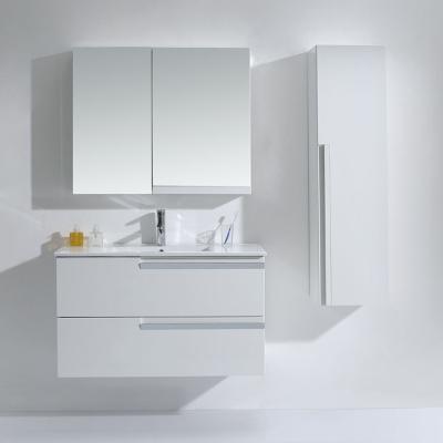 China OEM Modern Design MDF Modern Tall Bathroom Mirror Storage Cabinet With Lights for sale