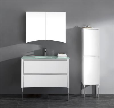 China New Design Modern Hot Sale Modern Style Ojans Basin Counter Glass Bathroom Cabinets for sale