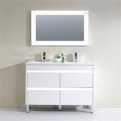 China Modern Environmental Ojans Custom Design Space Saving Modern Huge Double Sink Long Gloss White Bathroom Vanity Cabinet for sale