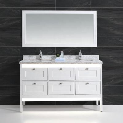 China New Arrival Modern MDF Bathroom Double Sink Cabinet Environmental Customizable Vanity Furniture for sale