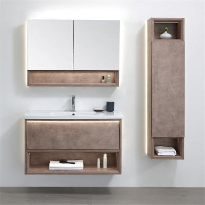 China Home SS Style Wall Mounted Bathroom Vanity Sets Environmental Modern European Cabinet Board Units Wood Colo for sale