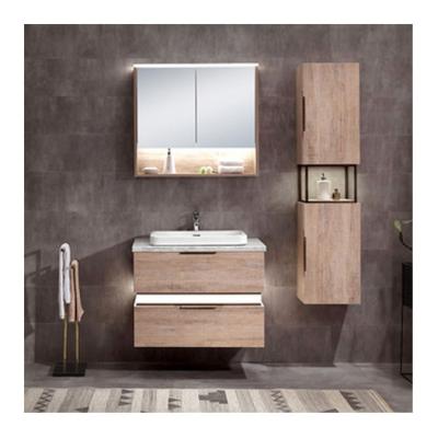 China Environment Friendly Modern Space Saving Style Ojans Single Wall Floating White Bathroom Vanity Set With Led Mirror for sale