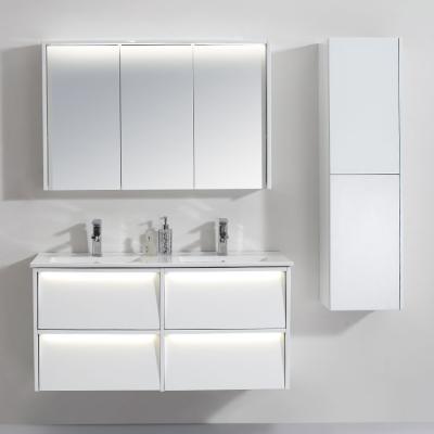 China New Arrival Modern Environmental Customizable 30Inch High Gloss Ojans White Bathroom Vanity With Double Basins for sale