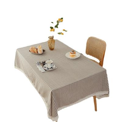 China Rectangle Plaid Waterproof Oilproof Elegant Pattern Dining Table Cloth For Home for sale