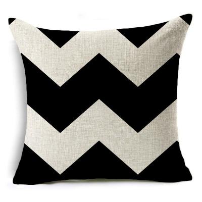 China Hot Selling High Quality Black And White Abstract Cushion Cover Supplier Geometric Pillow Case Anti Dust Mite For Sofa for sale