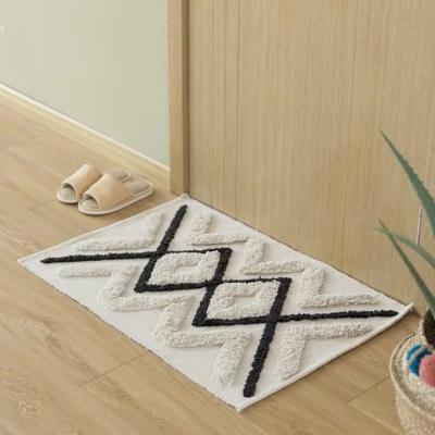 China 2022 Modern Classic Geometric Pattern Rugs Washable White Color Floor Mat For Living Room for sale