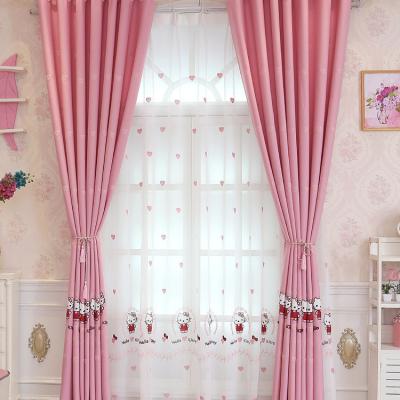 China Blackout Blackout Cute Baby Girl Kids Room Curtain Pink Cartoons Cat Window Curtain Blackout Curtain For Bedroom for sale