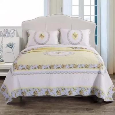 China 100% Folded Cotton Comforter Set 3PCS Quilted Washable King Queen Size Coverlet Cotton Comforter Bedding Set Coverlet for sale