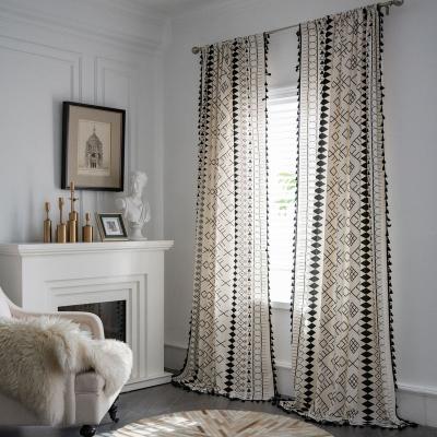 China Color Insulated White Curtain In Curtain Bohemian Fabric Good Quality Style For Living Room for sale