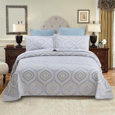 China 100% Cotton Bedspread Fold Over Bed Quilt Set Double Covering 3PCS Patchwork Bedspread for sale