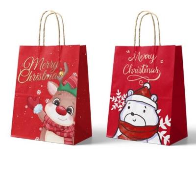 China Recyclable Christmas latest 120gsm custozmized Brown packaging Kraft bags for free sample for sale