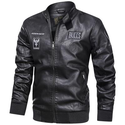 China High Quality Waterproof Men Plus Size PU Motorcycle Anorak Baseball Leather Jacket for sale