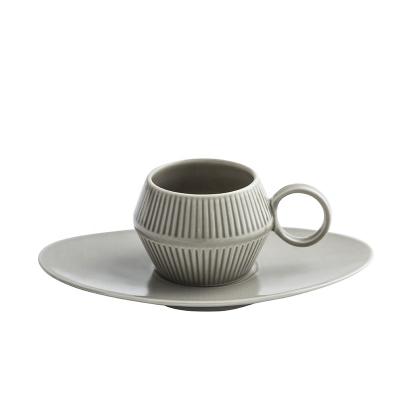 China Customized Sustainable 120ml Ceramic Coffee Cup And Saucer for sale