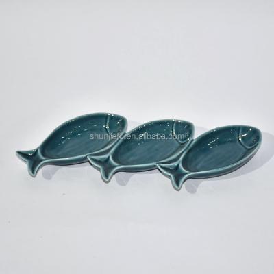 China Viable Fish Shapes Wholesale Cake Salad Dessert Dinnerware Custom Ceramic Dish for sale