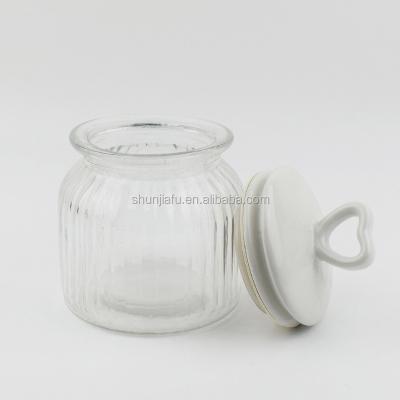 China Customized Viable Heart Ceramic Lid Cookie Jar Ceramic Glass Jar for sale