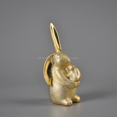 China Wholesale Custom Gold Eco-friendly Rabbit Trinket Ring Dish Ceramic Jewelry Tray Display for sale